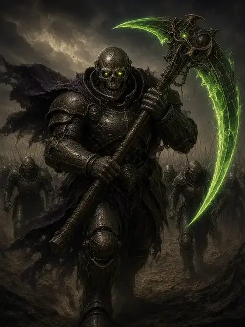 Anrakyr the Traveller wielding wargear
