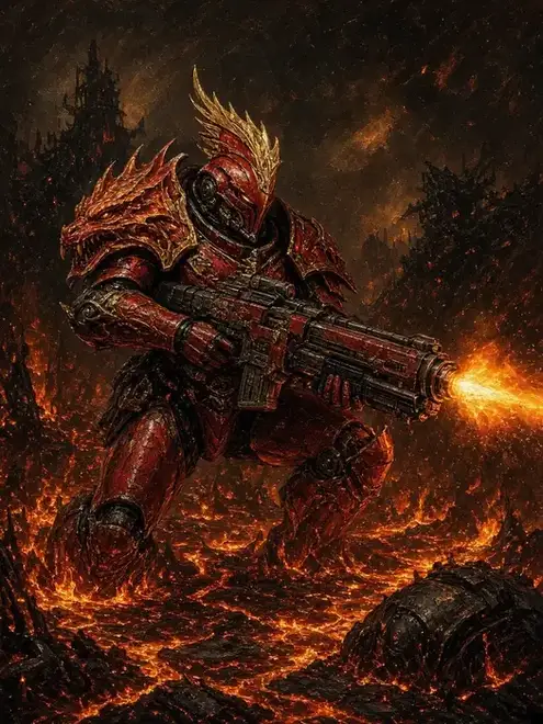 Fire Dragons wielding wargear