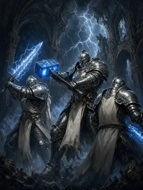 Grey Knights Paladins wielding wargear